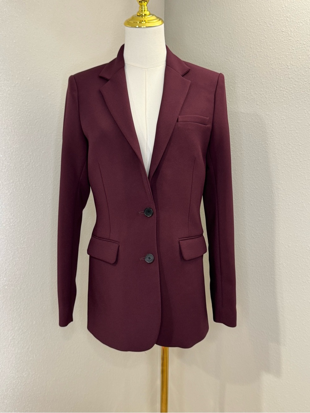 The Kooples Burgundy Tailored Blazer EU 34 US 2 NWT Structured Jacket $475